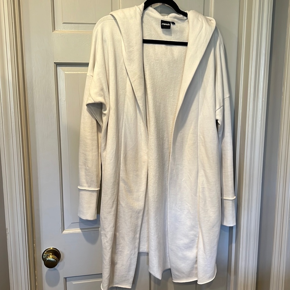 Long hooded sweatshirt cardigan